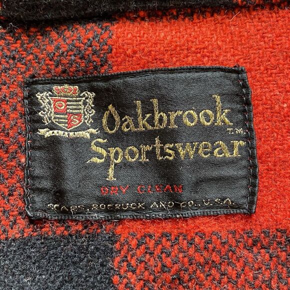 Vintage Oakbrook Sportswear Wool Zip Up Collared Buffalo Plaid House Coat. Small - Picture 7 of 15